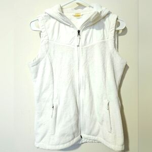 Women's White Fleece Hooded Vest